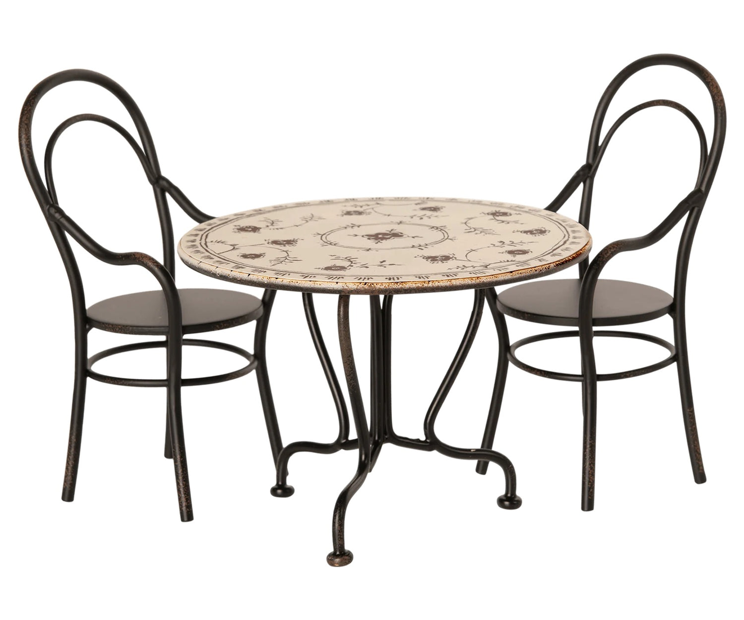 Dining Table & Two Chairs - Metal Black