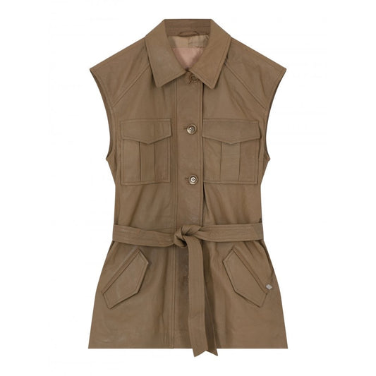 Leather Vest - Sand