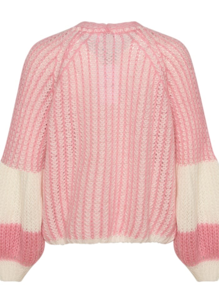 Cardigan - LIANA Knit -White / Rose