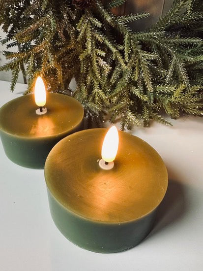 LED Jumbo Tealights - Set/2 - Olive