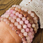 Bracelet - Natural Stones With Golden Spacers - Bubblegum Pink