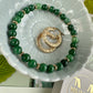 Bracelet - Natural Stones With Golden Spacers - Green