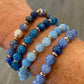 Bracelet - Natural Stones With Golden Spacers - Blue Mix