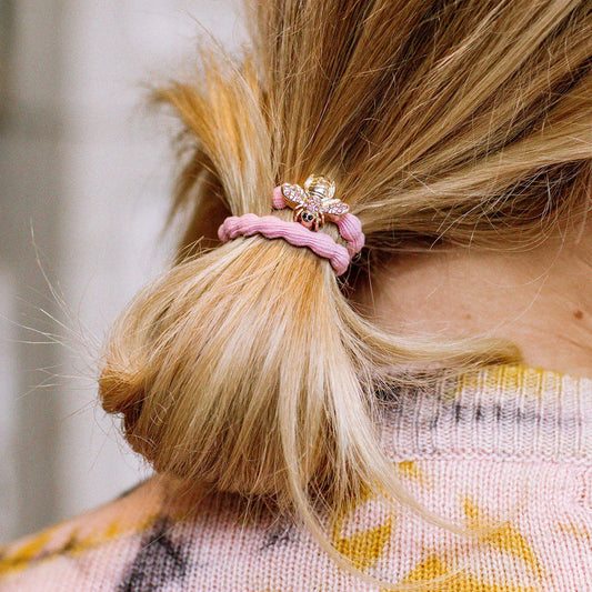 Hair Tie  - Gold Bling Bee - Ballet Pink