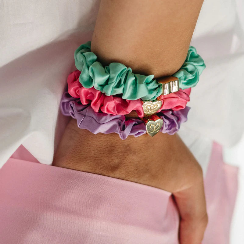 Scrunchie - Silk - Mint - Gold Heart