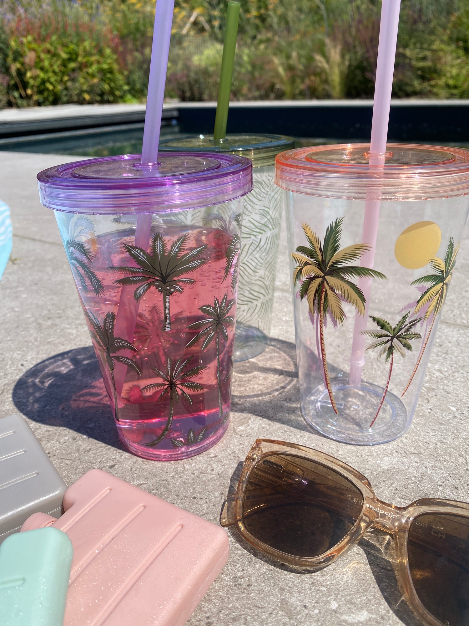 Mug with Straw - Tropical - Peach