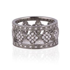 Juleo Jewellery - Clover Wide Band Cubic Zirconia - Black Rhodium