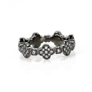 Juleo Jewellery - Large Clover Band Ring - Black Rhodium Plated