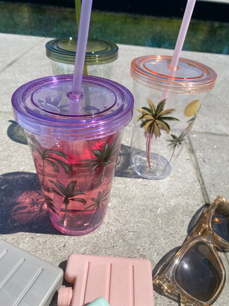 Mug with Straw - Tropical - Purple