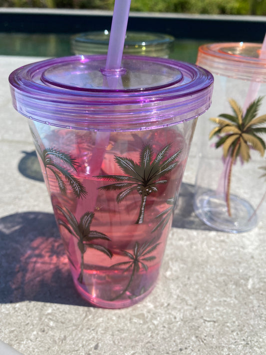 Mug with Straw - Tropical - Purple
