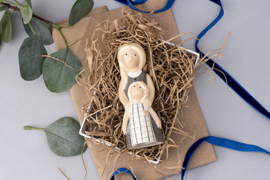 Mother and Daughter Ceramic Figurine