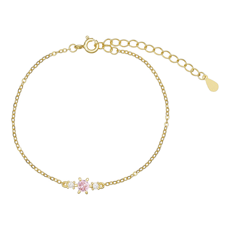 GIA - Bracelet/3S/925 Sterling Silver - Gold plated - Pink