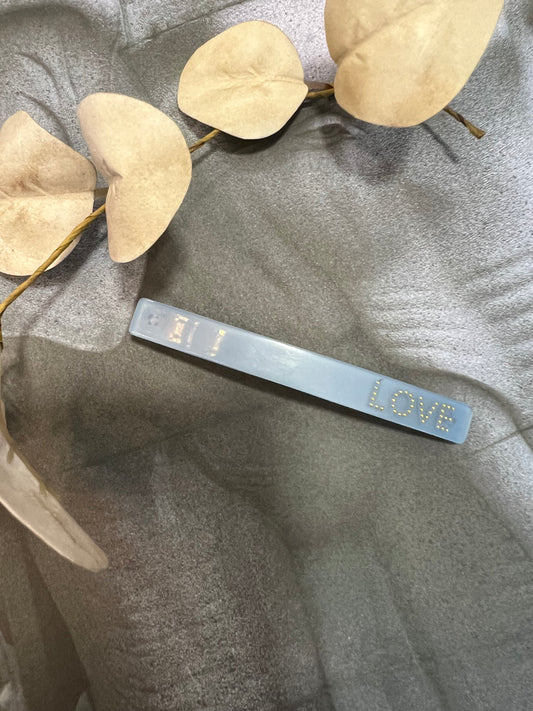 Hair Barette - LOVE - Sky Blue