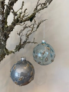 Bauble - Leaves - Blue - Clear