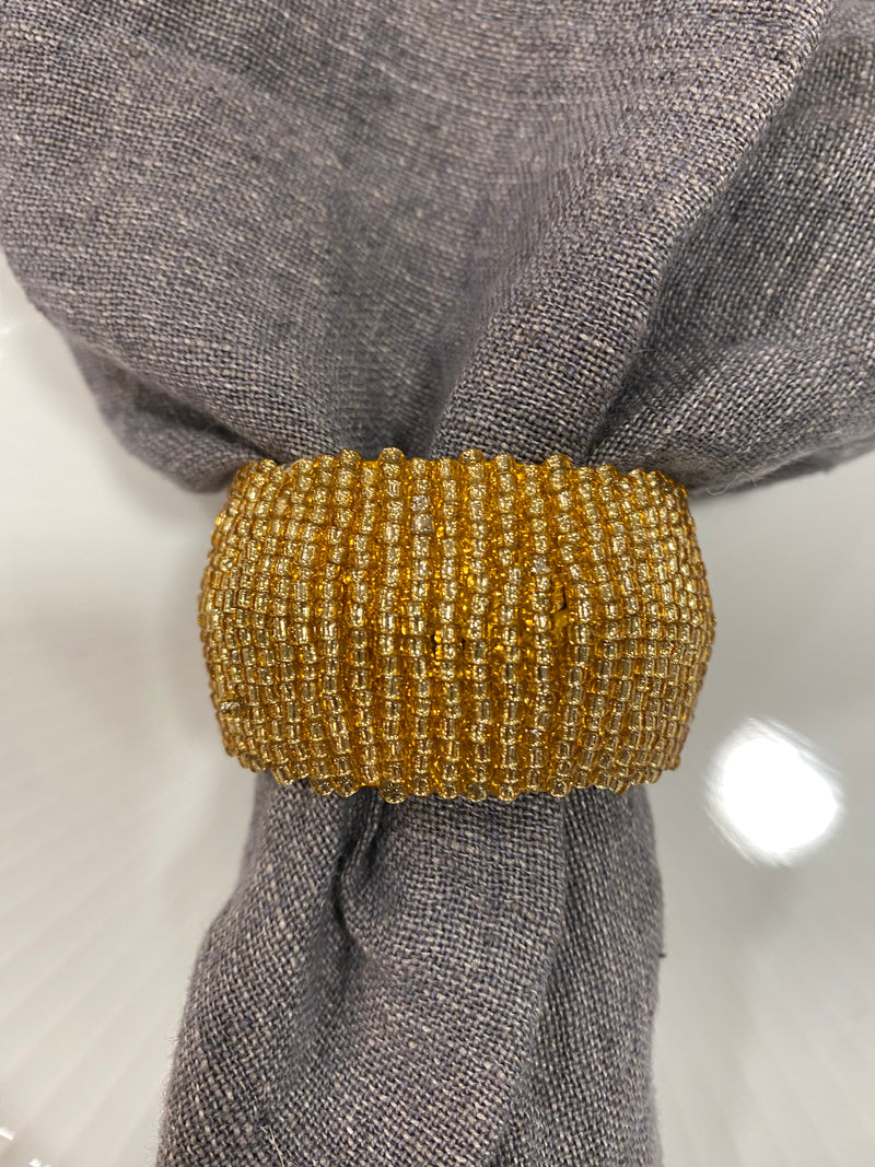 Napkin Ring - Beaded - Gold