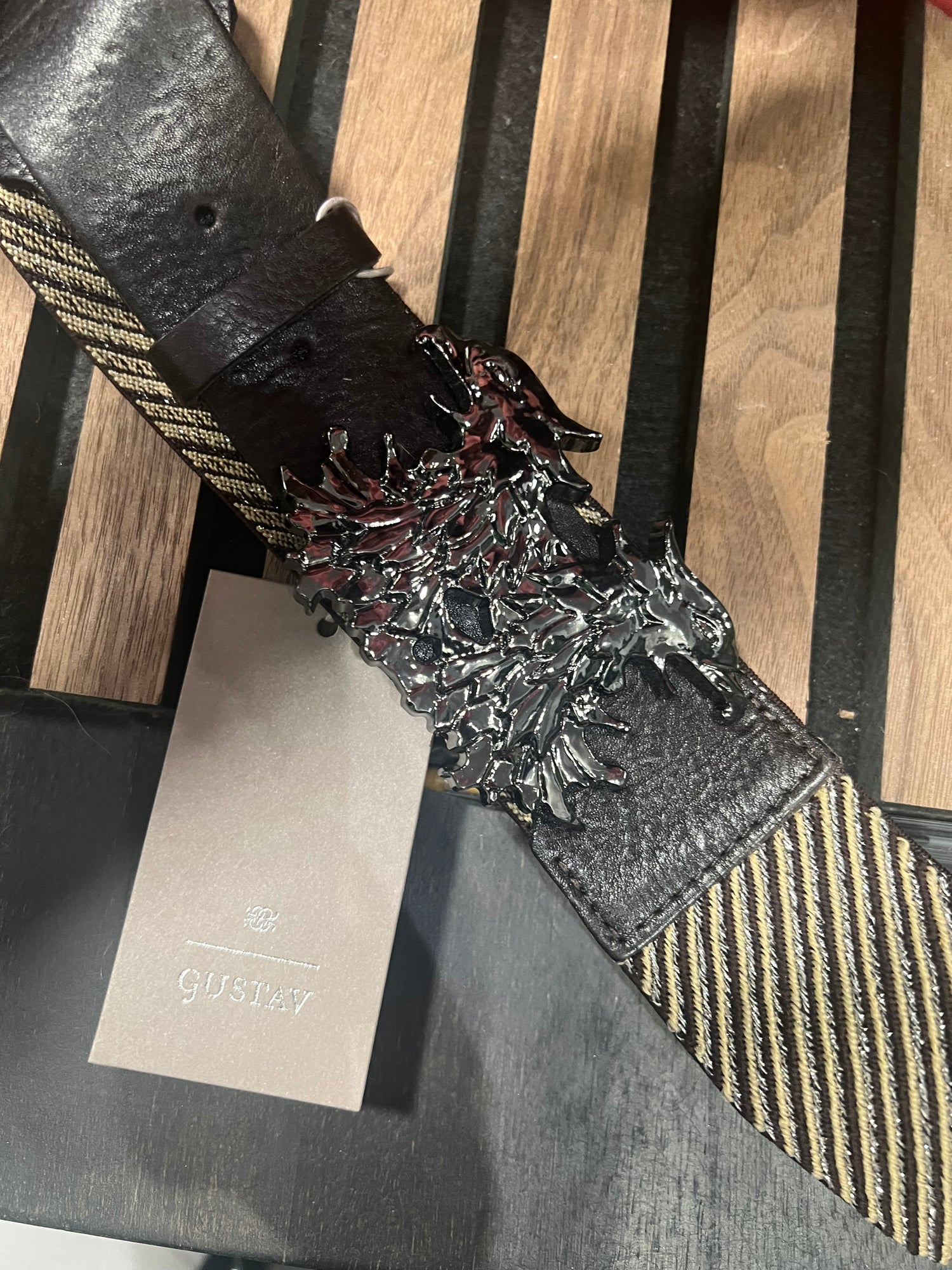 Belt Elasticated - Stripe Mocha