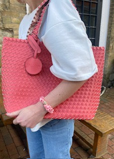 Handbag BAG08 - Woven - Durbarry/Metallic Rose