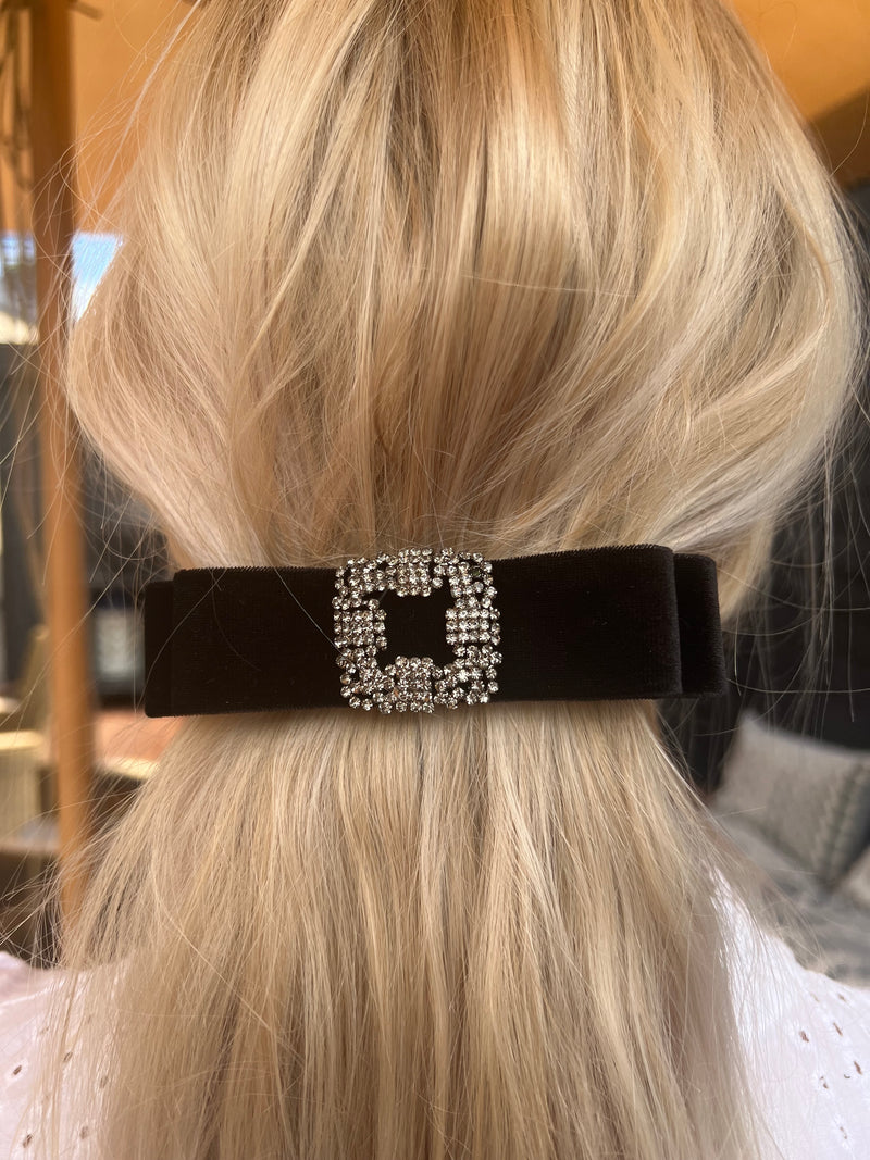 Hair Clip - Velvet - Black