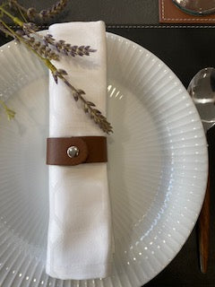 Leather Napkin Ring Dark Brownn S/6