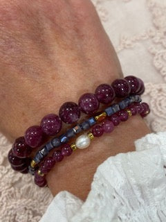 Bracelets - SET/3 - NORA - Maroon