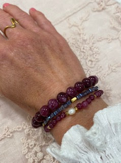 Bracelets - SET/3 - NORA - Maroon