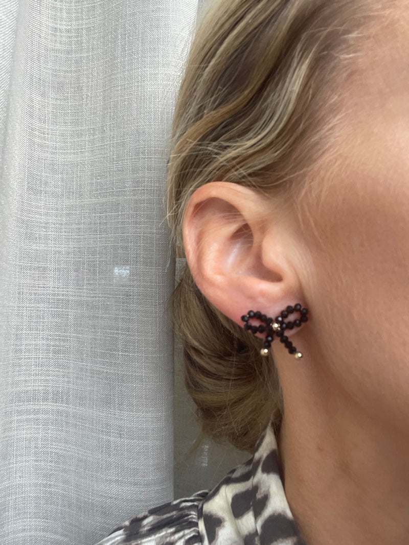 Earrings - JULIETTA - Bow Beaded Black