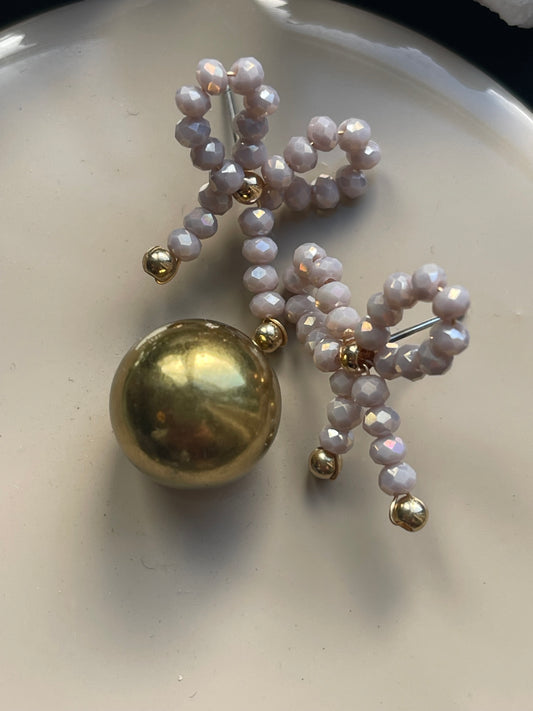 Earrings - JULIETTA - Bow Beaded Lavender