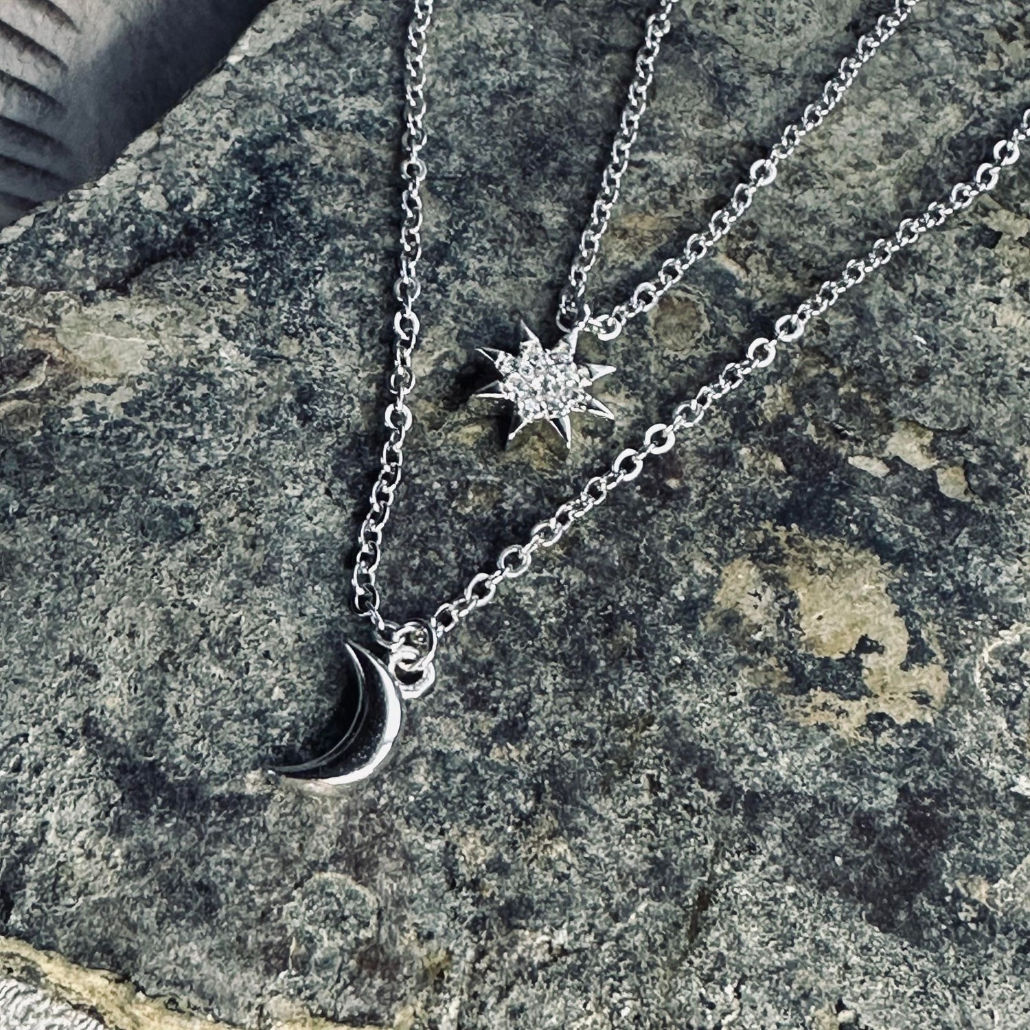 Necklace - Moon & Star - Sterling Silver
