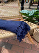 Throw with Tassels -  Navy Blue