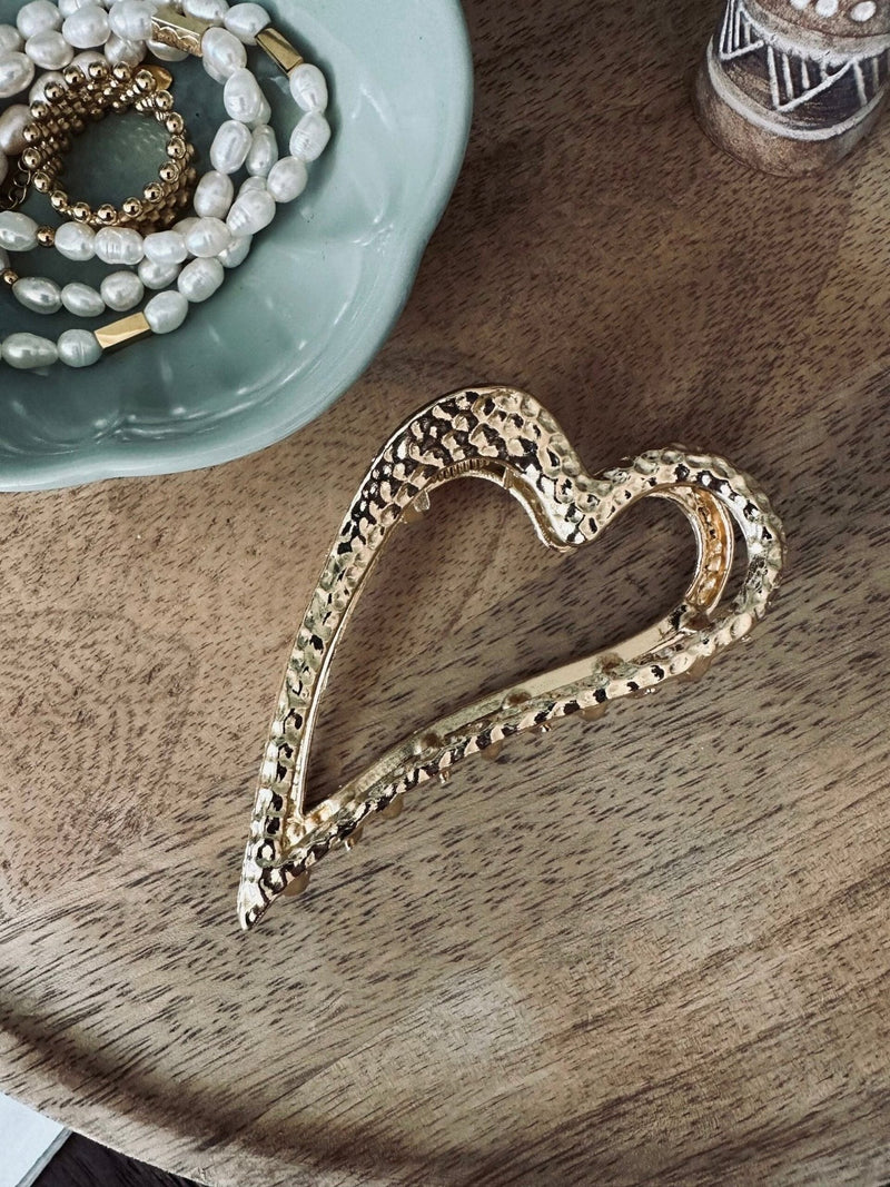 Hair Clip - Heart - Gold Plated