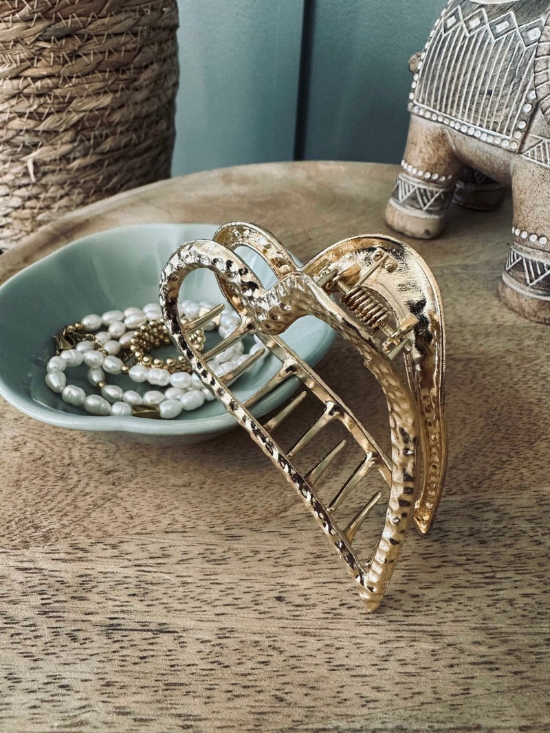 Hair Clip - Heart - Gold Plated