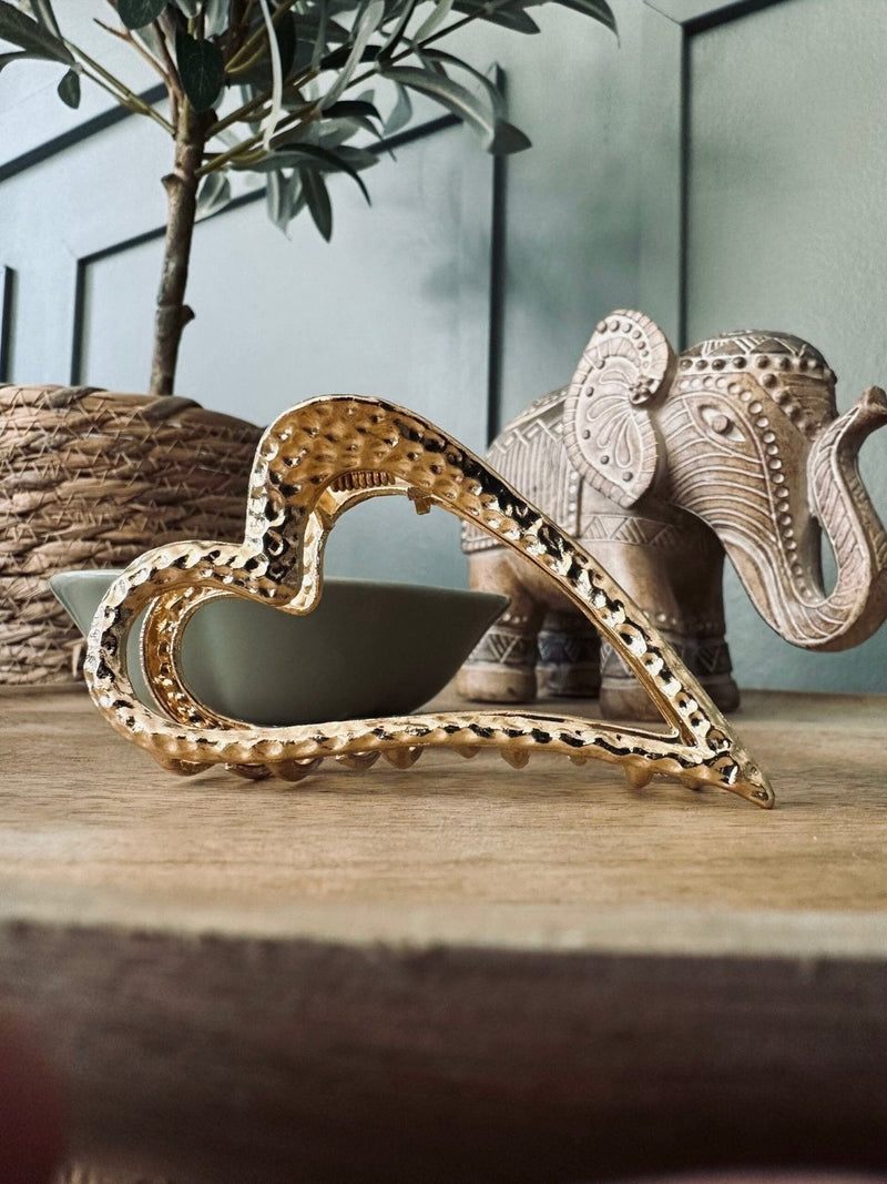 Hair Clip - Heart - Gold Plated