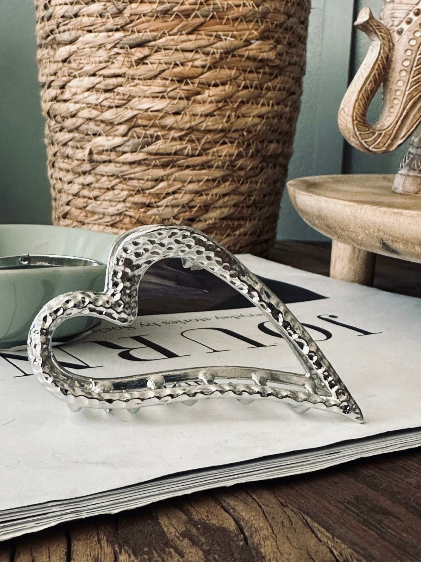 Hair Clip - Heart - Silver Plated