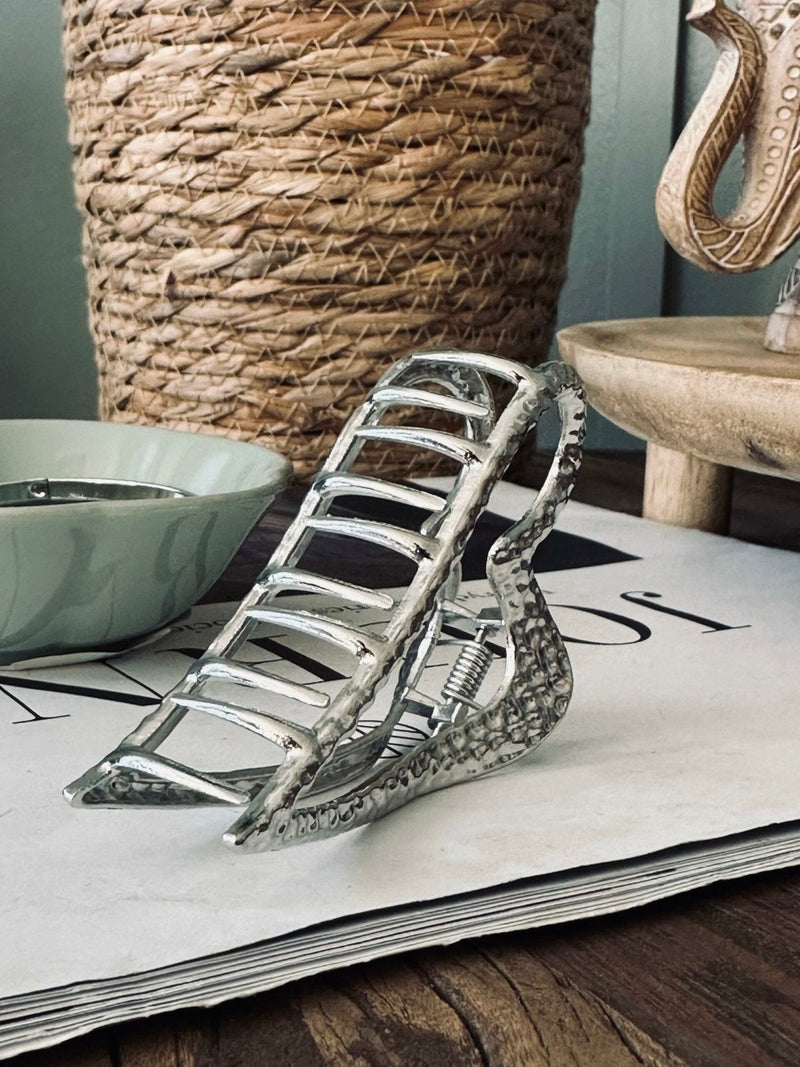 Hair Clip - Heart - Silver Plated