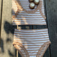 ISA Stripe Midi Knickers with lace - Nudo/Bianco