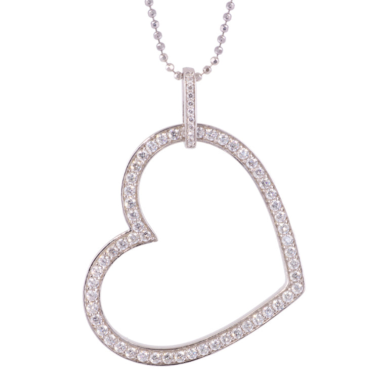 Juleo Jewellery - Diagonal Large Open Heart Pendant - Stone Set Bail (Loose Pendant)