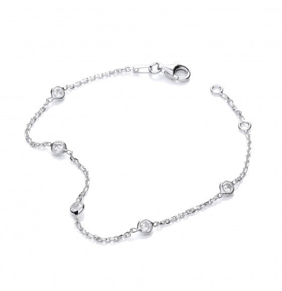 J-JAZ - 5 Cubic Zirconia Bracelet - Sterling Silver - Cubic Zirconia