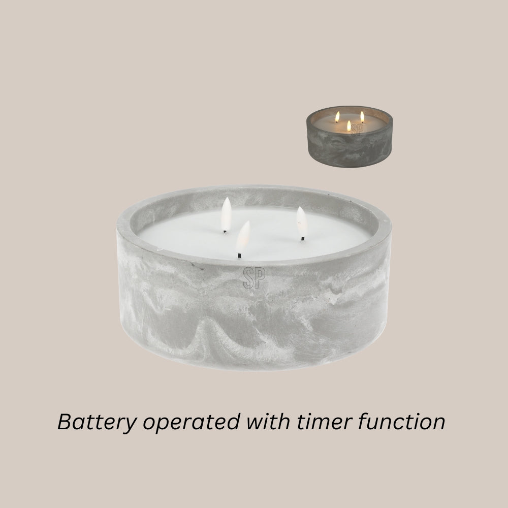 Candle LED - Cement Pot - With Timer Function