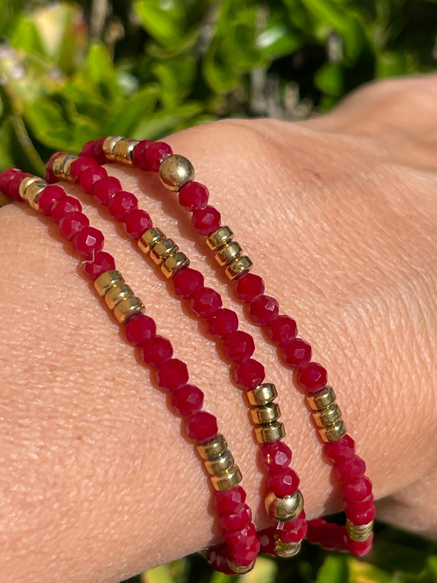 Bracelet  - AYA - Dark Red - Round