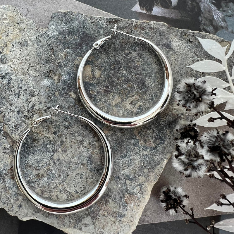 Hoops - Rhodium Plated