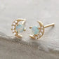 Opal & Moon Stud Earrings