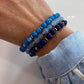 Bracelet - Natural Stones With Golden Spacers - Dark Blue