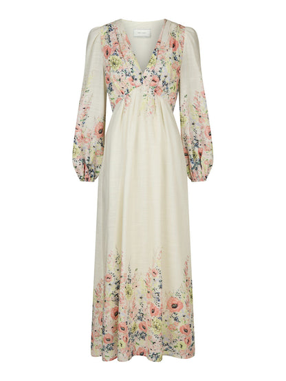 Dress Maxi - SILFI - Flower Print - Creme