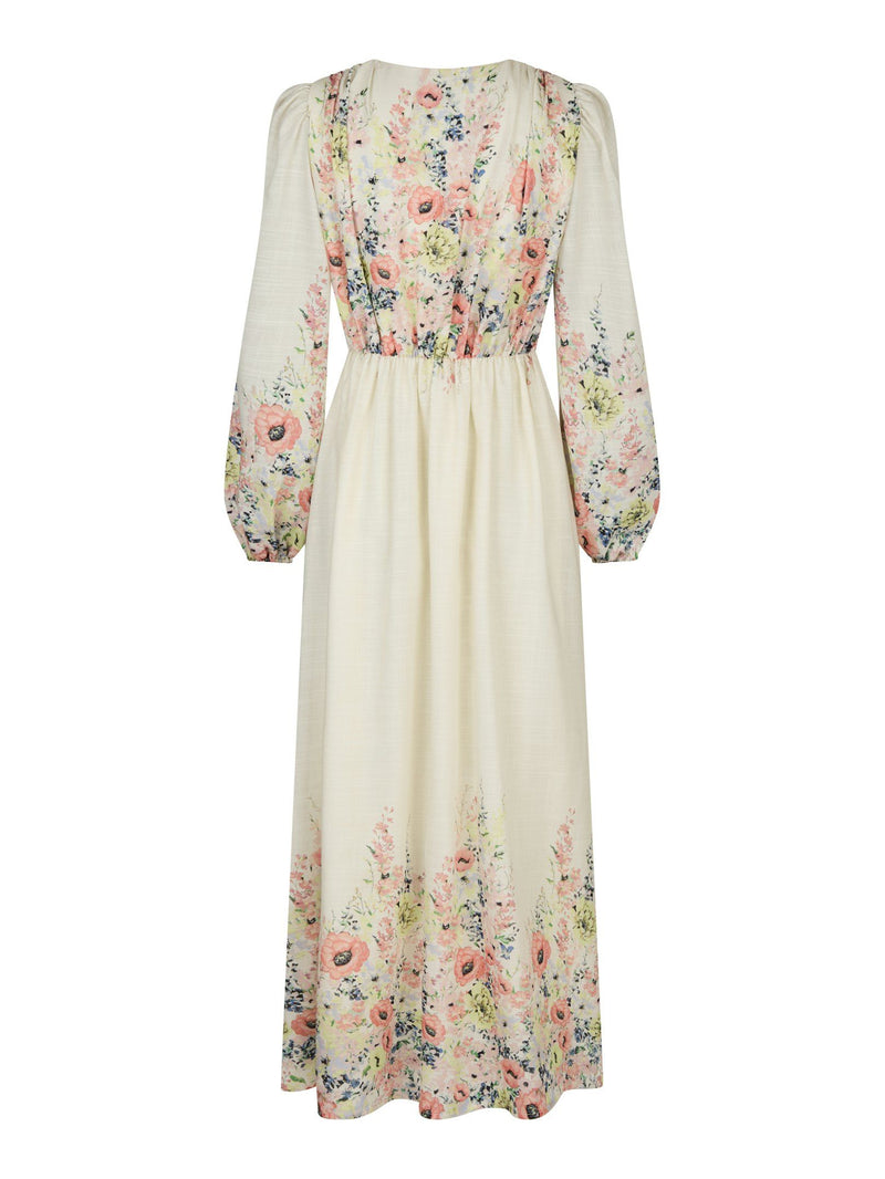 Dress Maxi - SILFI - Flower Print - Creme
