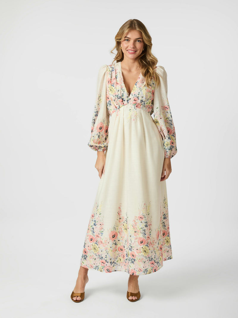 Dress Maxi - SILFI - Flower Print - Creme