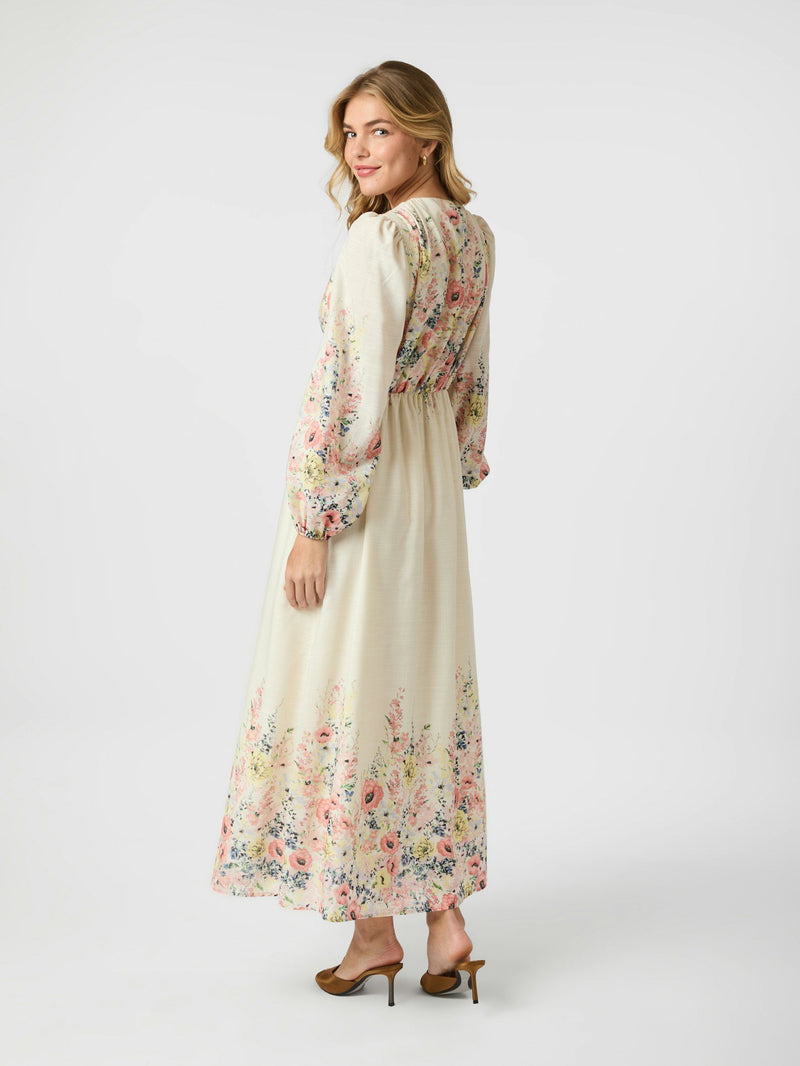 Dress Maxi - SILFI - Flower Print - Creme