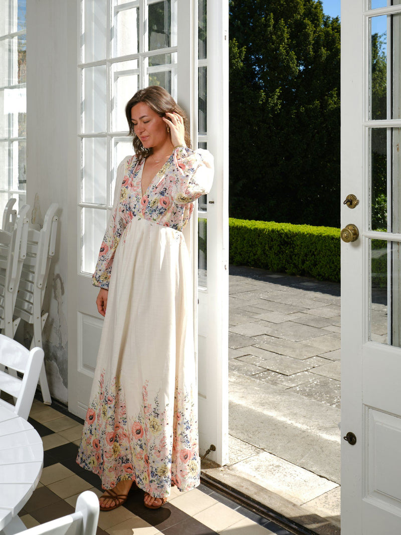Dress Maxi - SILFI - Flower Print - Creme