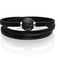 SIF JAKOBS- Arezzo Collection Black Leather Bracelet -White/Black Cubic Zirconia