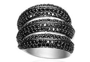 SIF JAKOBS - Cappaccio Ring-925 Sterling Silver- Black Cubic Zirconia