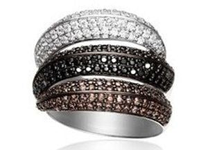 SIF JAKOBS - Cappaccio Ring-925 Sterling Silver- Three Colour Cubic Zirconia